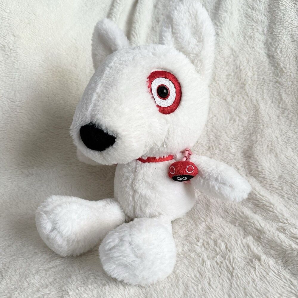 Target Brand Bullseye 10" Plush Dog Mascot with Backpack Ladybug Red White